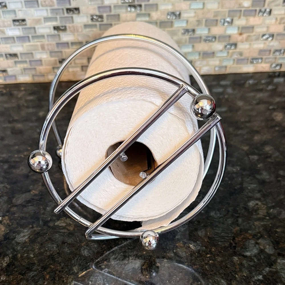 Silver Stainless Steel Countertop Paper Towel Holder